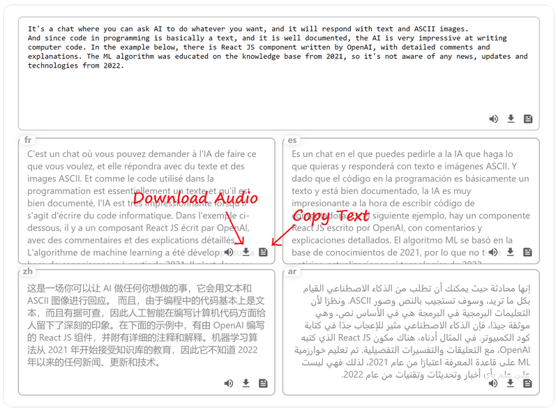 Translate your English text to the four most common languages spoken around the world